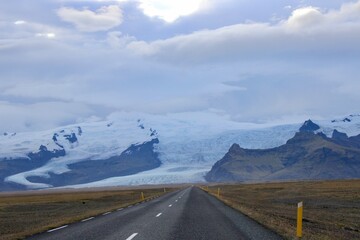 Iceland mountain street snow