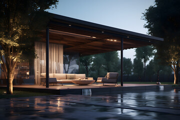 outdoor space with a minimalist gazebo