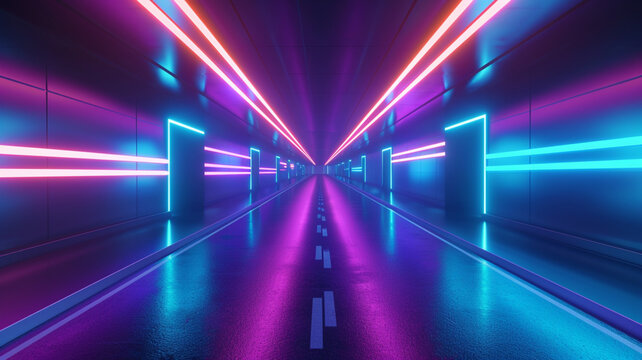 Neon lines motion futuristic background