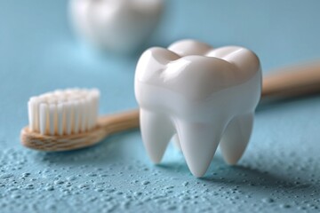 Fototapeta na wymiar Maintain oral hygiene: White teeth care promote health and a fresh smile.