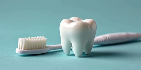 Fototapeta na wymiar White toothbrush promotes dental health, emphasizing cleanliness