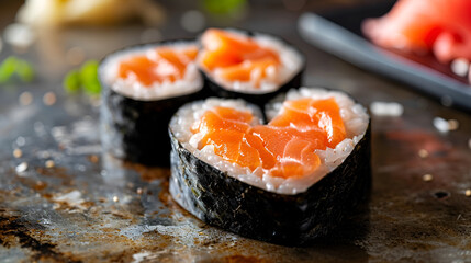 close up of sushi. generative ai 