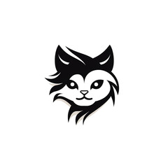 Naklejka premium cute cat logo very simple design сreated with Generative Ai