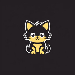 Obraz premium cute cat logo very simple design сreated with Generative Ai