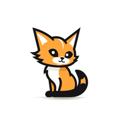 Obraz premium cute cat logo very simple design сreated with Generative Ai