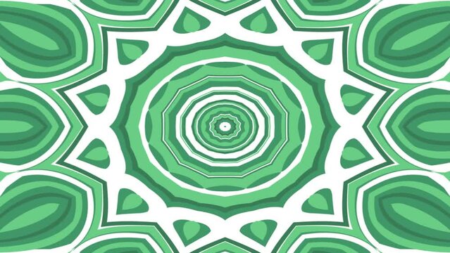 Kaleidoscope animation background, green color mandala floral ornament pattern