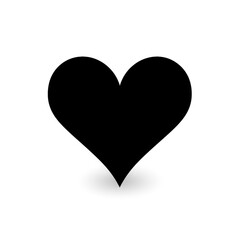 single heart symbol black silhouette, flat design, white background, black outline heart сreated with Generative Ai