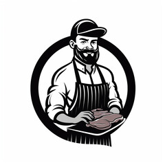 logo of flat butcher, minimalistic, black and white сreated with Generative Ai