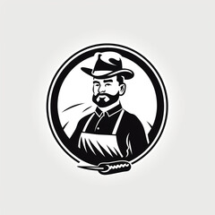 logo of flat butcher, minimalistic, black and white сreated with Generative Ai