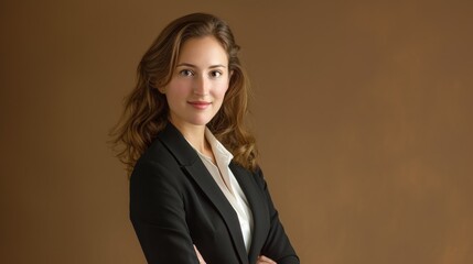 Elegant Corporate Professional Woman with Warm Toned Background