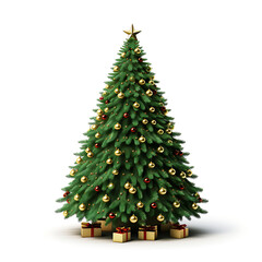 3d rendered realistic Christmas tree on isolated background