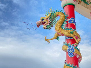 Dragon statue,  dragon symbol, dragon Chinese, is a beautiful Thai and Chinese architecture of...
