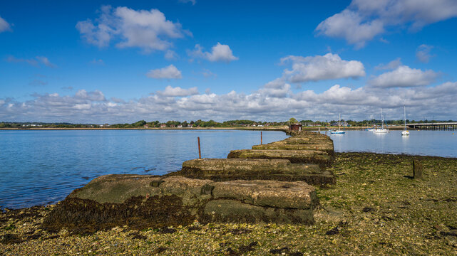 View from Hayling Island to Langstone, Hampshire, England, UK