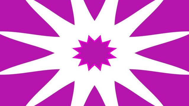 Kaleidoscope animation background, mandala floral ornament pattern, purple liquid color