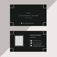 Elegant black color business card template, Adobe Illustrator professional modern business card, Double sided creative business card vector design template