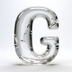 Glass alphabt, font, letters, realistic glass letter G