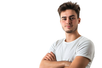 portrait of businessman arm crossed on isolated background