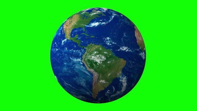 3d render of rotating earth on green screen