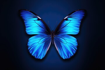 Majestic Blue Butterfly: A Striking Portrait of Delicate Winged Beauty - Generative AI