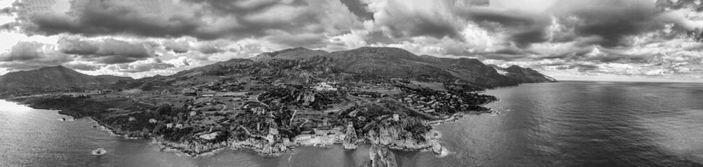 Panoramic view of Scopello, Sicily, aerial view - 722053491