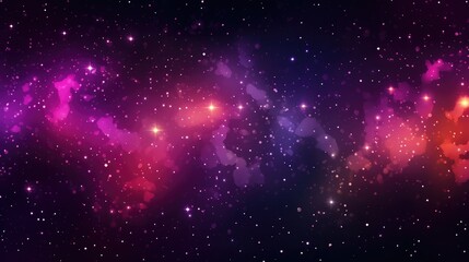 Fototapeta premium Vivid Cosmic Panorama: An Ethereal Journey Through Starry Space and Nebulae - Generative AI