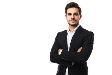 portrait of businessman arm crossed on isolated background