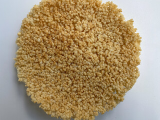Rengginang, traditional rice crackers from Indonesia, flat lay or top view