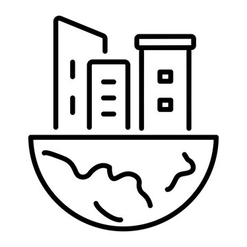 black line art city buildings on earth clip art preview