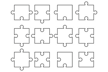 Puzzle pieces separated outline
