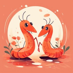 Obraz na płótnie Canvas Prawns shrimp illustration cartoon