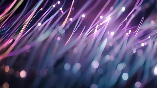 Close-up of opto fiber optic cable shimmering with different colors. internet and data exchange. hitech background. Generative AI