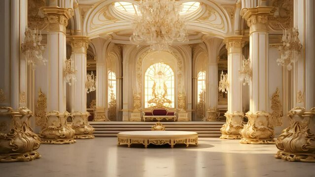 white marble columned hall. royal rooms. Generative AI
