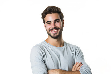 portrait of young man arm crossed on isolated background
