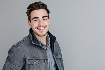 Fototapeta premium portrait of young man arm crossed on isolated background