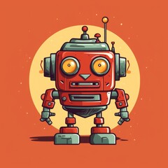 Fototapeta premium Retro robot. Vector illustration in flat style