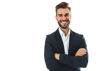 portrait of businessman arm crossed on isolated background