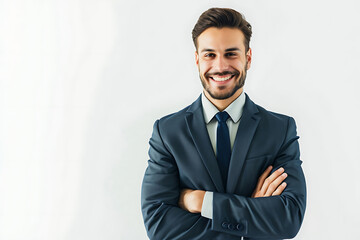 Fototapeta premium portrait of businessman arm crossed on isolated background