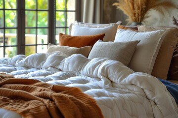 bed with pillows