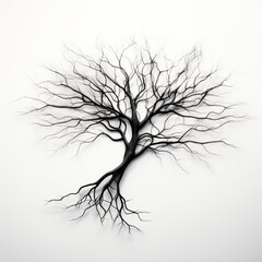Obraz premium studio black and white picture of a piece of a small black simple root white background сreated with Generative Ai