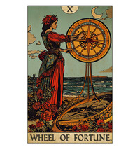 Vintage Tarot Card The Wheel of Fortune