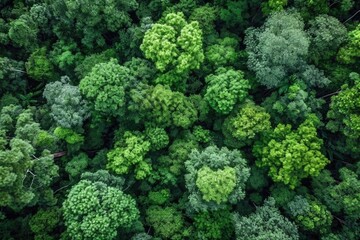 green leaves background, Overhead view of a lush, green forest canopy, dotted with various shades of vibrant green foliage