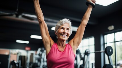 Senior female fitness instructor in the gym