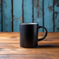 a black mug empty on a desk сreated with Generative Ai