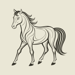 Obraz na płótnie Canvas Vector hand drawn horse silhouette