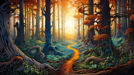 mystical forest journey art