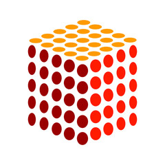 Colorful 3D Dotted Cube Icon Vector Illustration