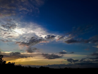 twilight sky. Sunset sky and clouds. Colorful sky at dusk time background