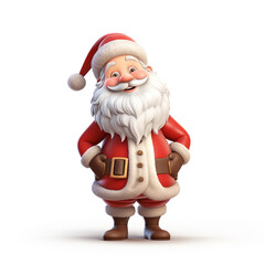 Obraz premium cute tall realistic santa, cartoon, full body, without snow, white background сreated with Generative Ai