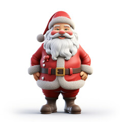 Obraz premium cute tall realistic santa, cartoon, full body, without snow, white background сreated with Generative Ai