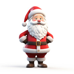 Obraz premium cute tall realistic santa, cartoon, full body, without snow, white background сreated with Generative Ai